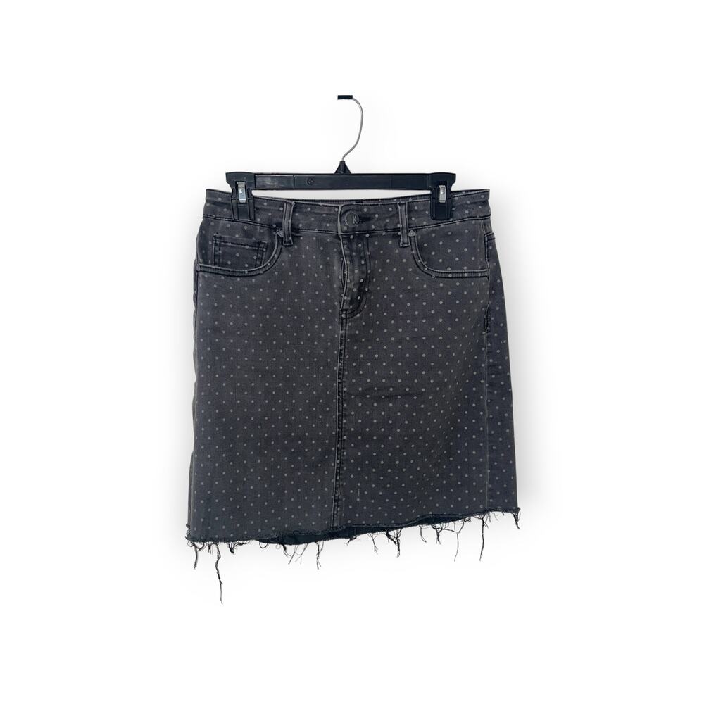 Kut From The Kloth Black Polka Dot Margaret Mini Raw Hem Skirt Size 6